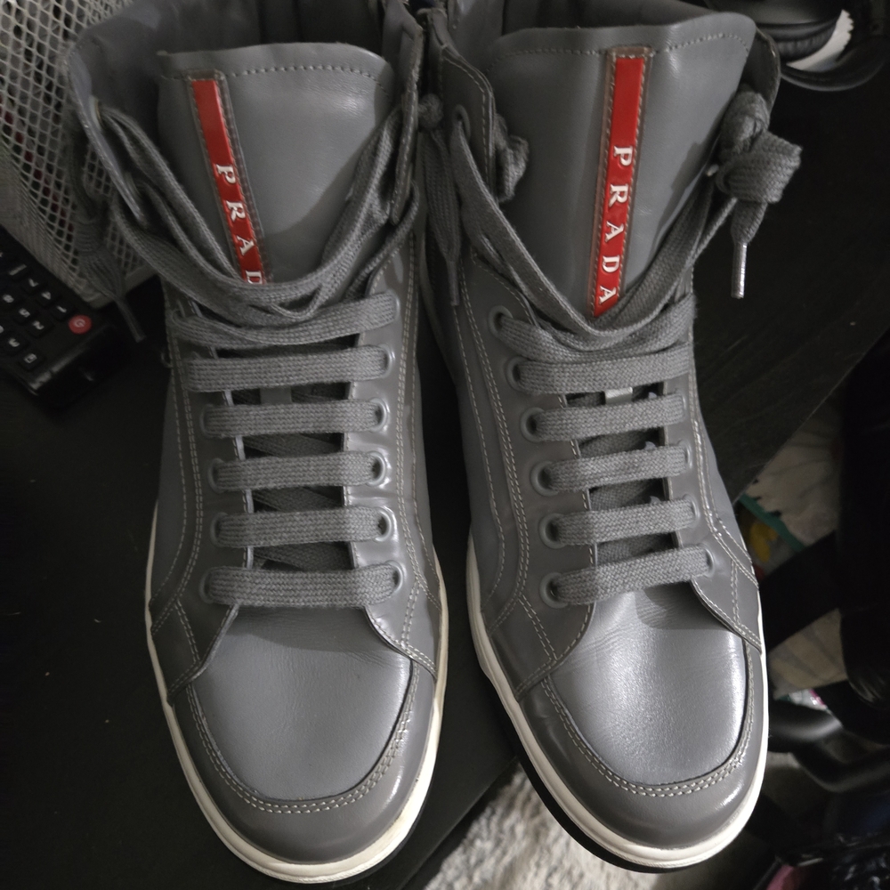 Prada Gray High-Top Men's Sneakers